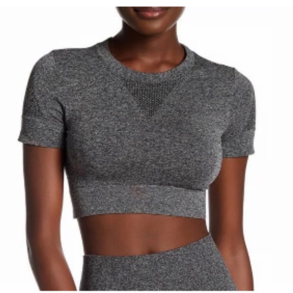 Ivy Park Seamless Heather Grey Workout Crewneck Crop Top Womens Size S/M